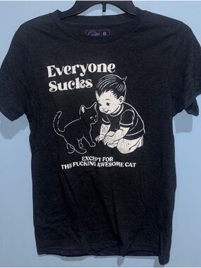 Crazy Dog T-Shirts Black 'Everyone Sucks' Cat Graphic Tee